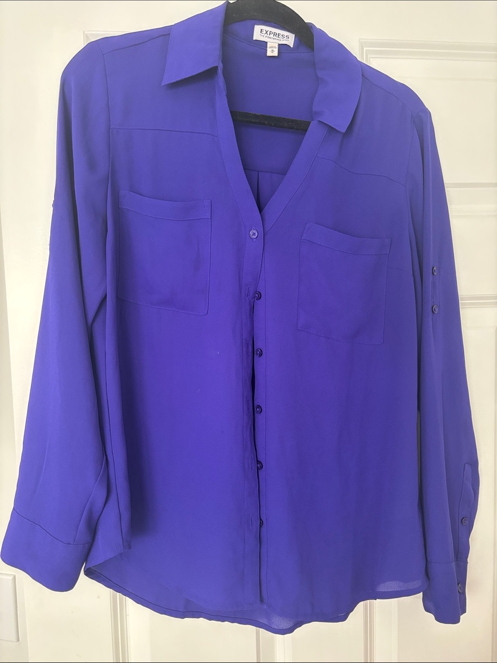 Express purple portofino button down blouse size M